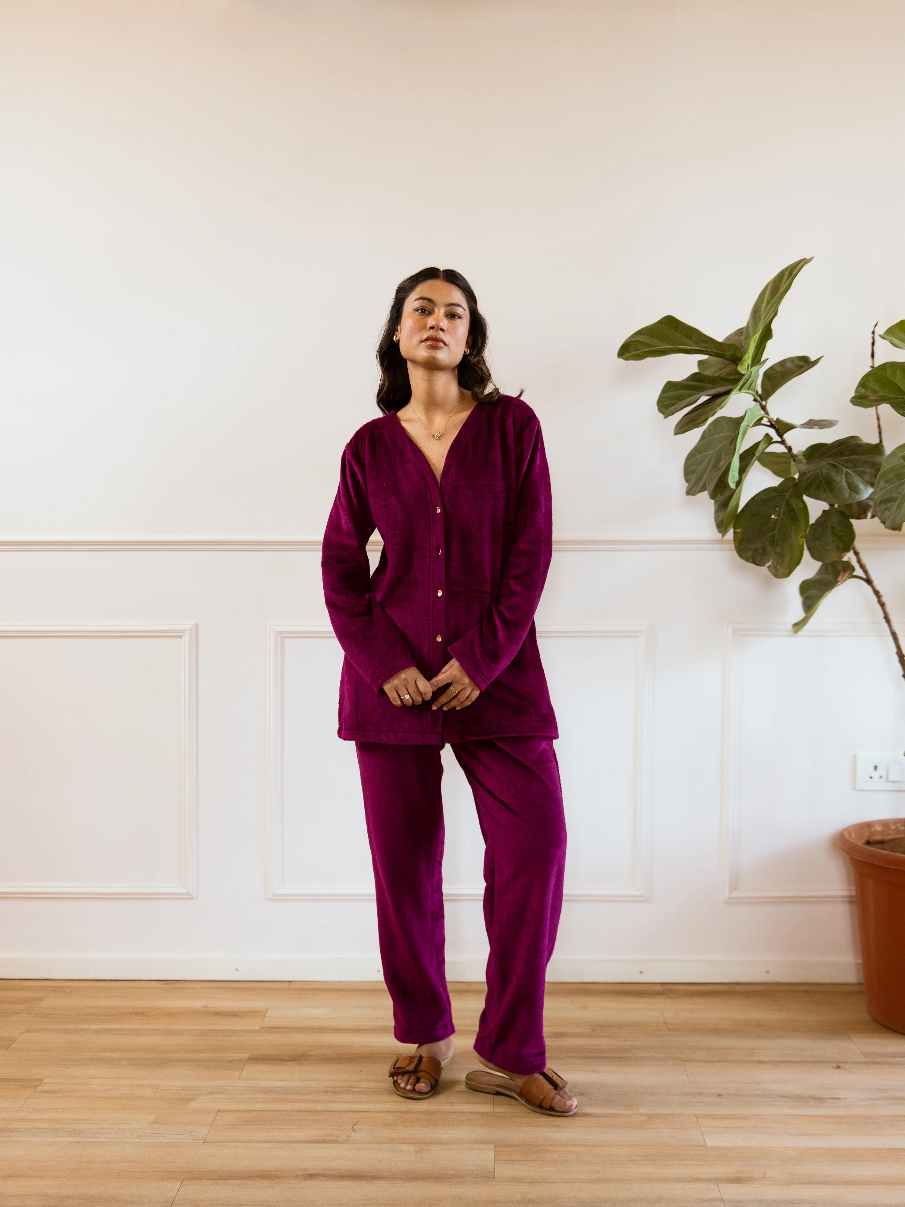 Wine Super Soft Woollen Cardigan Set - Image 9