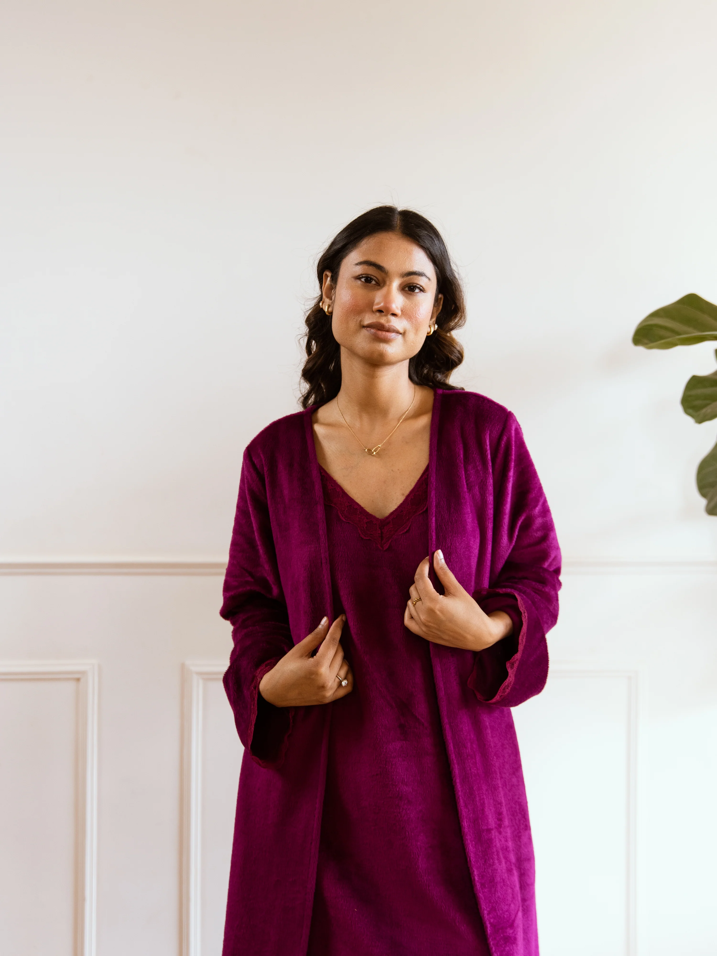 Wine Super Soft Woollen Maxi & Shrug Set - Image 12