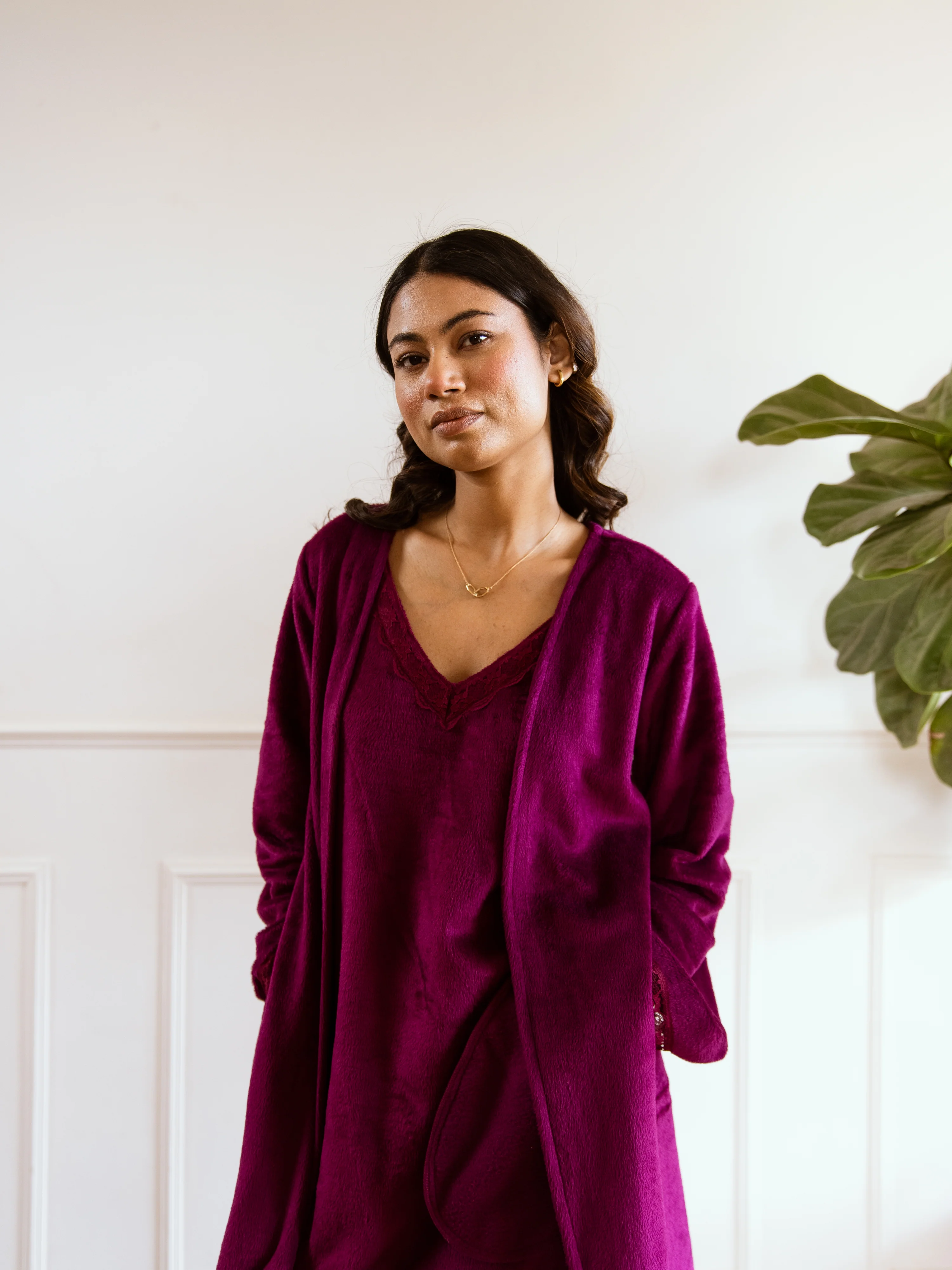 Wine Super Soft Woollen Maxi & Shrug Set - Image 13