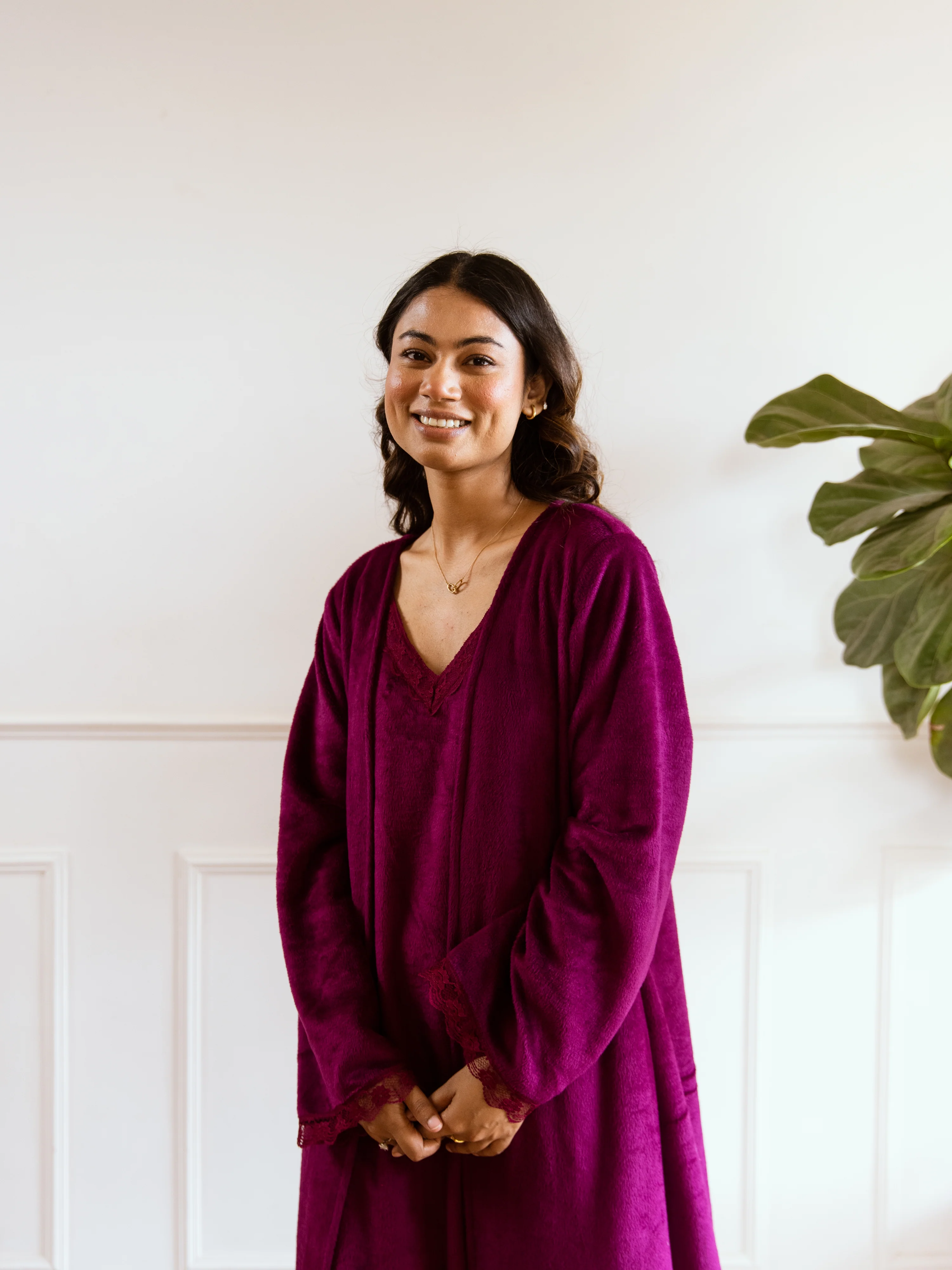 Wine Super Soft Woollen Maxi & Shrug Set - Image 14