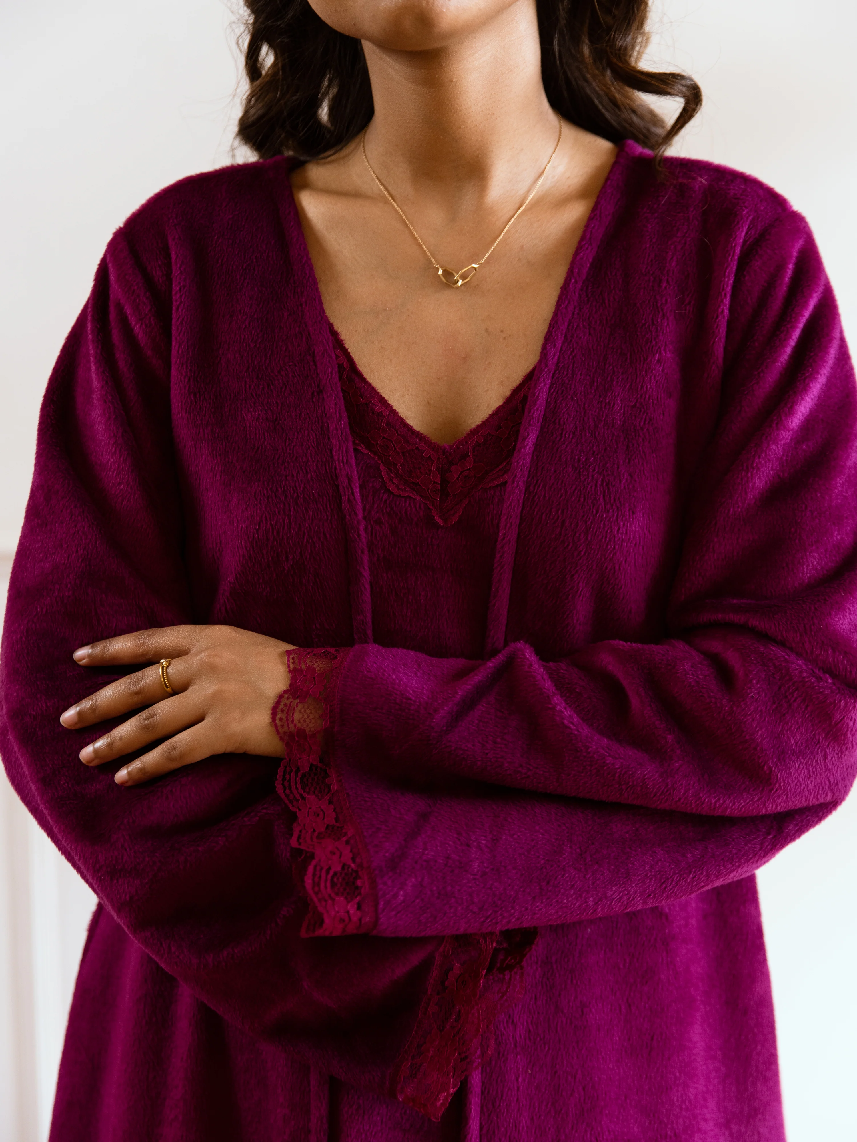 Wine Super Soft Woollen Maxi & Shrug Set - Image 3