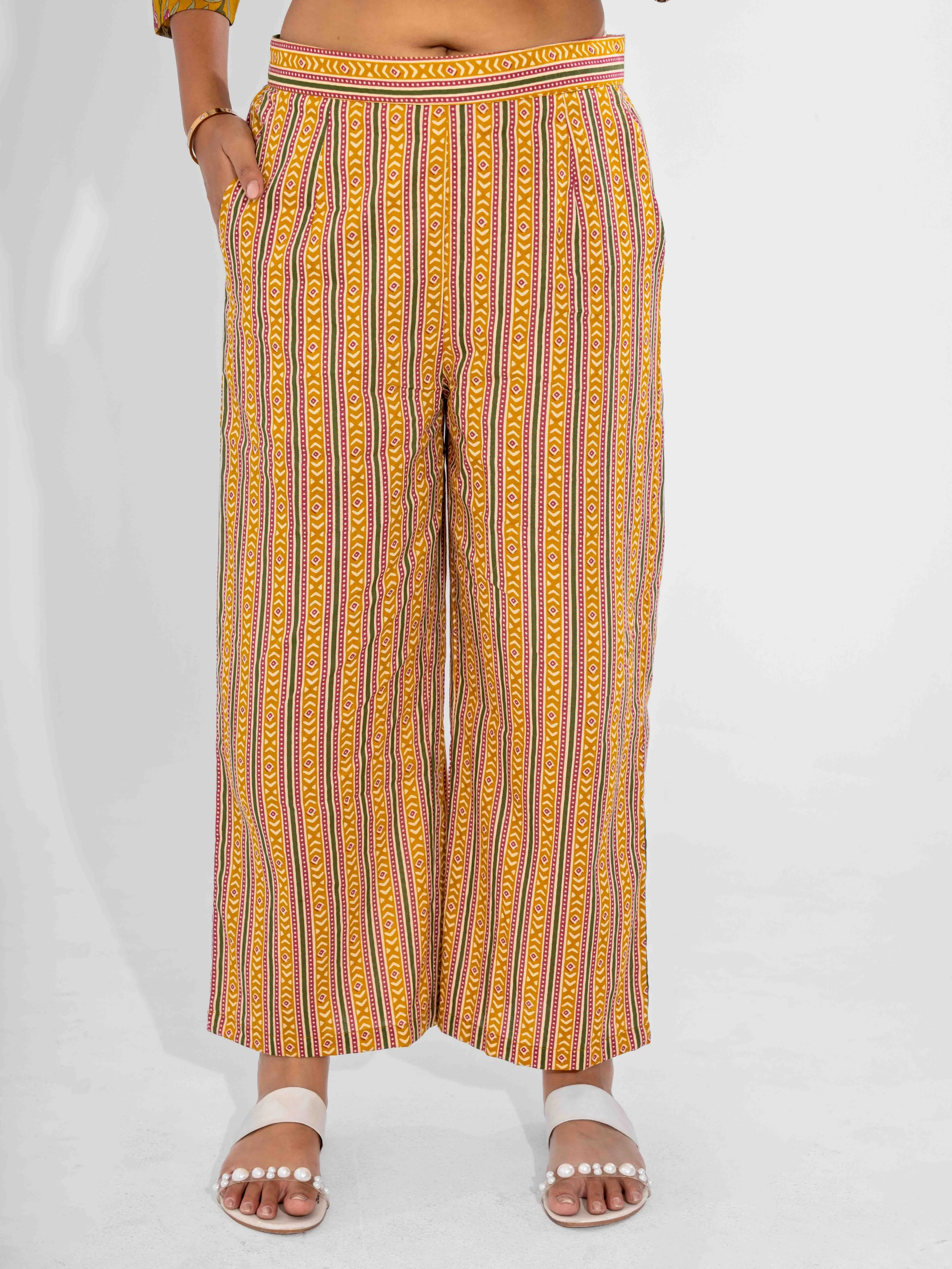 Yellow Dusk Pure Cotton Round Neck Co-ord Set - Image 4