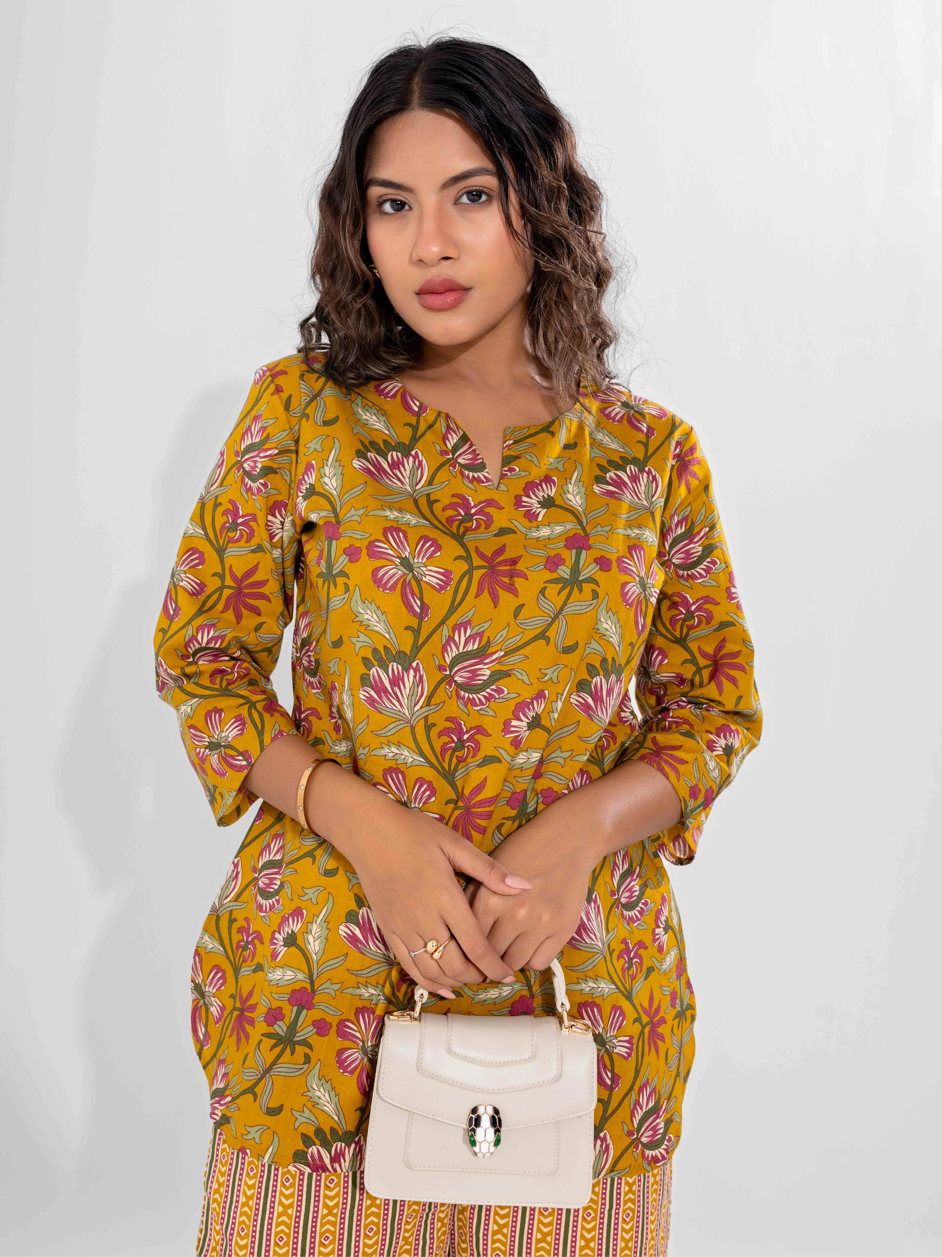 Yellow Dusk Pure Cotton Round Neck Co-ord Set - Image 5